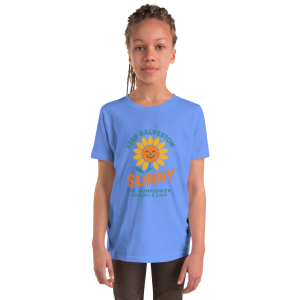 Heather Columbia blue Keep Galveston Sunny kids tee.