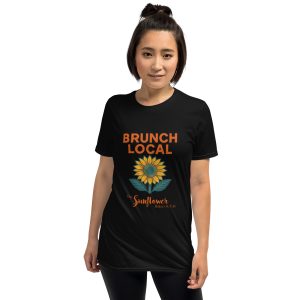 Black Brunch Local unisex tee with Sunflower graphic.