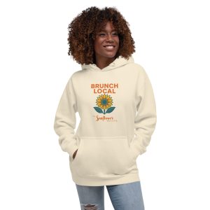 Bone Brunch Local pullover hoodie with Sunflower graphic.